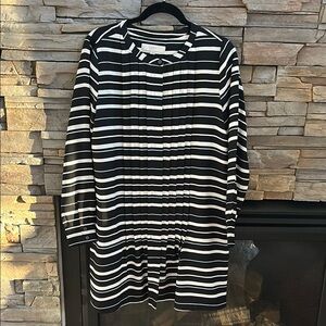 Loft Black and White Striped Swing Dress - size small